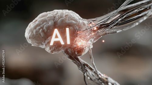 A digital brain with the letters 