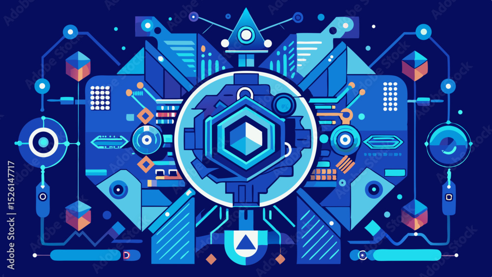 Fototapeta premium Modern Blue Technology Background Abstract High Tech Aesthetic vector