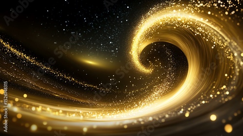A mesmerizing golden wave of light and sparkles creating an enchanting visual effect.