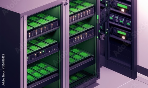 Server room, data storage, green technology, racks, digital, future, technology, innovation,  background, business