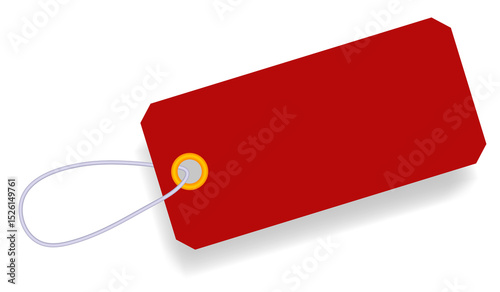 Red price tag with string 3d rendering