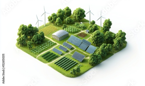 Sustainable farm with solar panels and wind turbines (1)