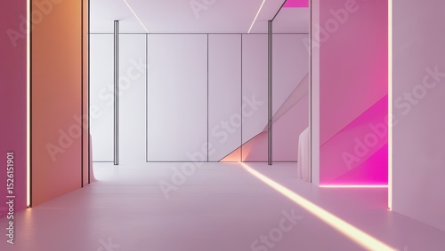 Mobile wallpaper,  modern interior design with pink and orange accents and geometric shapes style