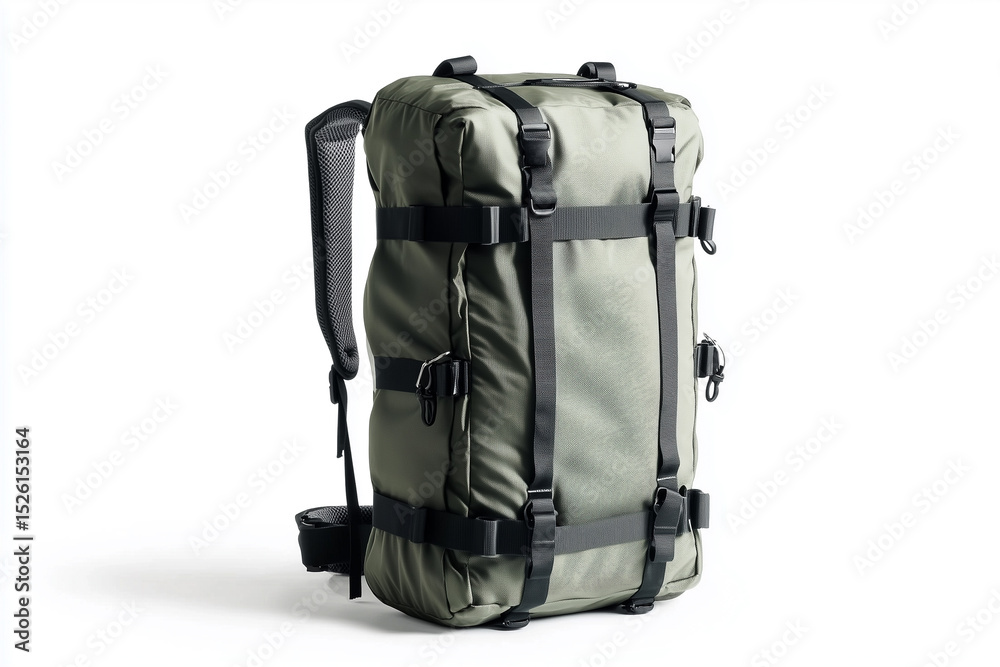 Naklejka premium Black school backpack isolated on white background, a single object for travel and adventure