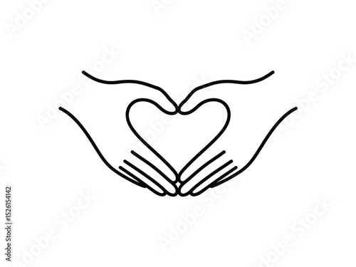 Hands Making Heart Sign Outline on Transparent Background Love Symbol Design