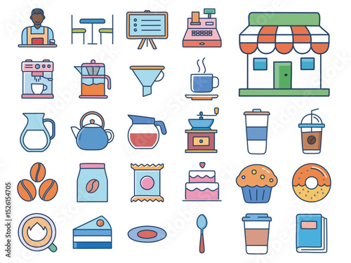 office shop flat icons for web and mobile applications