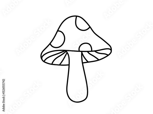 Vector isolated one single simple minimal fly agaric mushroom colorless black and white contour line easy drawing