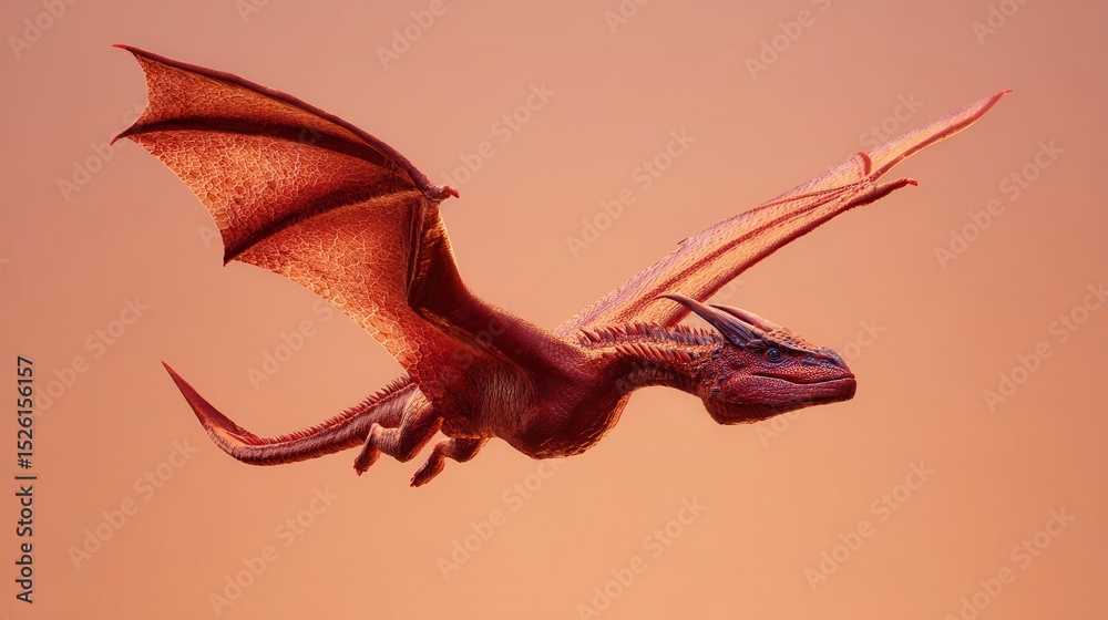 Fototapeta premium Fiery dragon soars through the air.