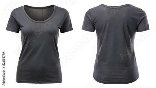 Charcoal Black Scoop Neck T Shirt Front And Back