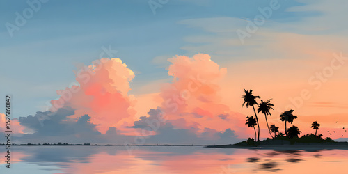Tropical Beach Sunset Serenity