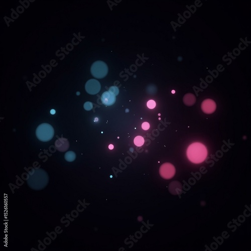 black background scattered with floating glowing neon bokeh orbs