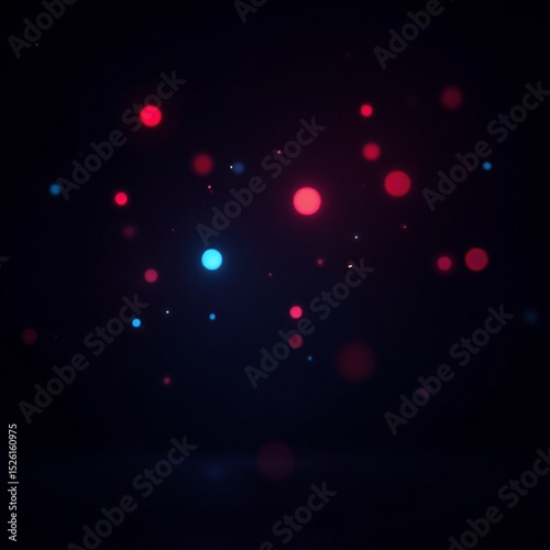 black background scattered with floating glowing neon bokeh orbs
