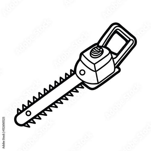 Illustration of a chainsaw in line art design for forestry and construction projects