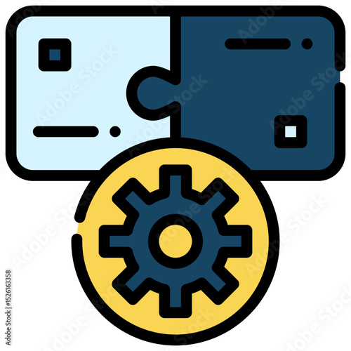puzzle jigsaw gear wheel setting filled outline icon