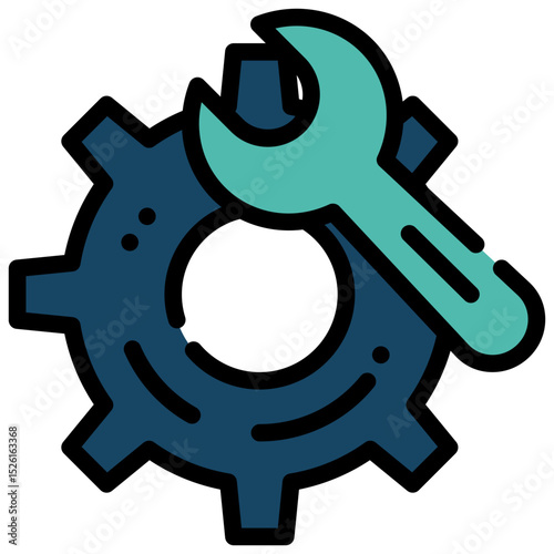 repair wrench system gear filled outline icon
