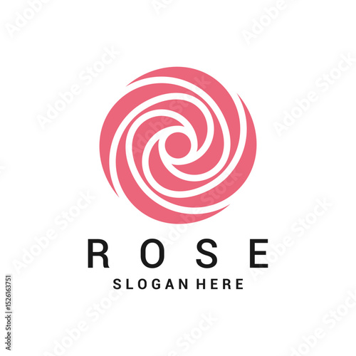 Abstract circular pink rose logo