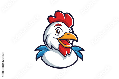 Cartoon chicken mascot character for logo vector art illustration