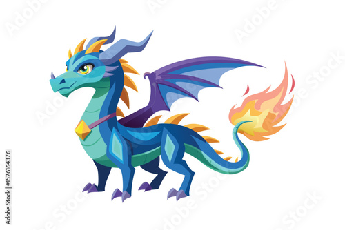 Mystical dragon with glowing magical aura vector art illustration