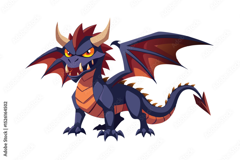 Naklejka premium Intense evil looking dragon in fantasy style vector art illustration