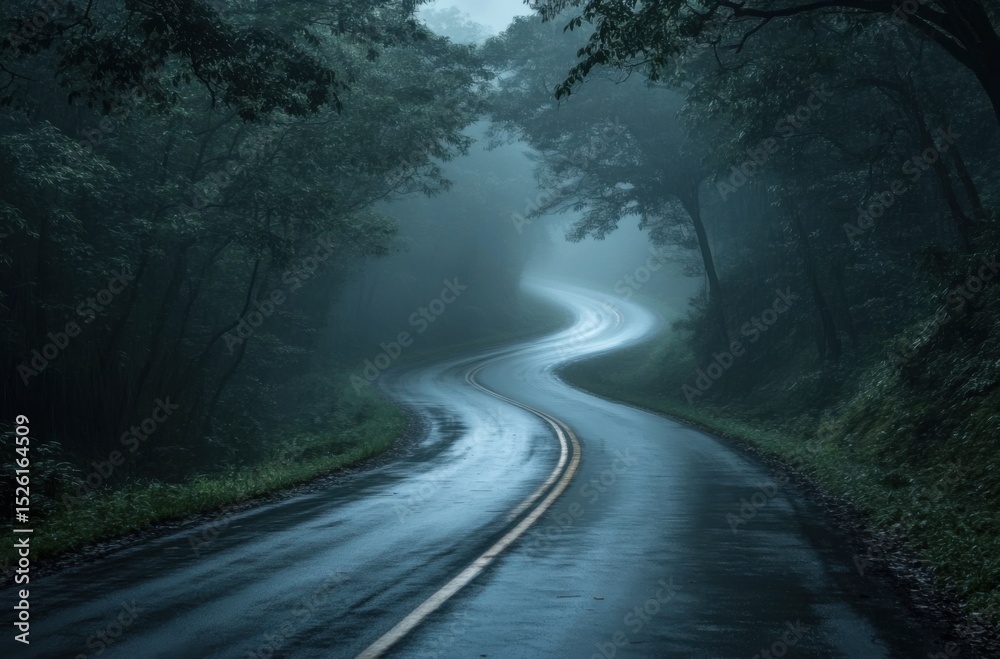 Fototapeta premium A dreamy view of a rain-drenched forest in Northern Thailand
