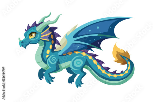 Wallpaper Mural Floating mystical dragon with ethereal motion vector art illustration Torontodigital.ca