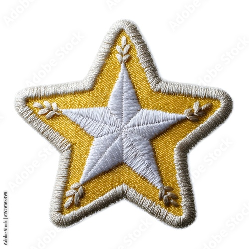 Embroidered yellow star patch with white detailing