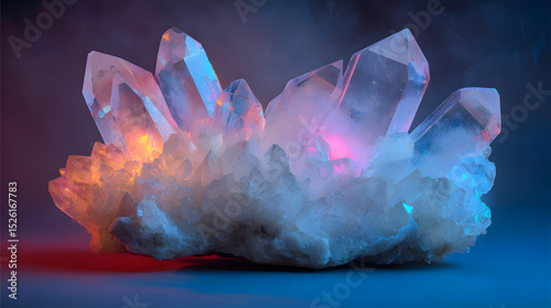 Crystal Prism Bloom – Radiant Cluster of Quartz with Ethereal Lighting