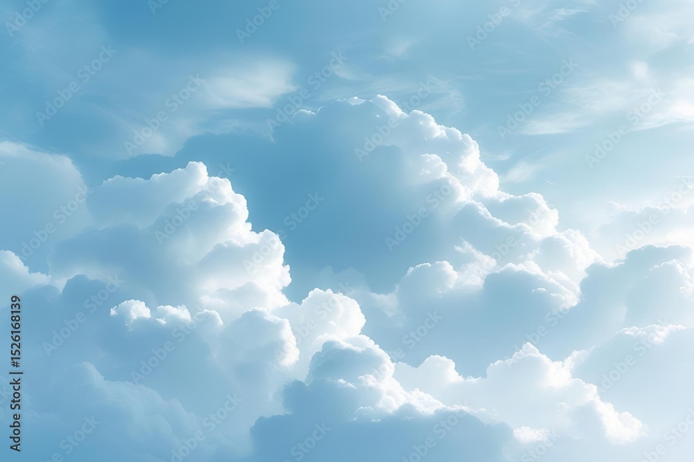 Naklejka premium Soft cloudy sky background, light blue tones, gentle gradients, peaceful and airy feel.