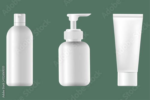 White Cosmetic Bottles and Tubes Mockup Set – Blank Product Packaging for Skincare and Hygiene Products