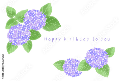 Fototapeta Naklejka Na Ścianę i Meble -  水彩タッチで描いた紫陽花の花の誕生日カード