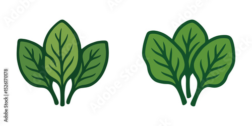 Spinach leaves bundle icon set, vector illustration.