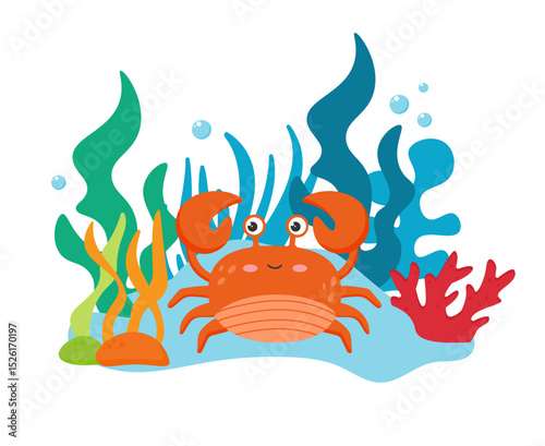 a vibrant underwater scene with crab