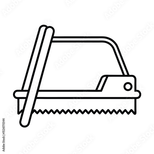 Simple hand saw line art illustration in black and white for carpentry or construction projects