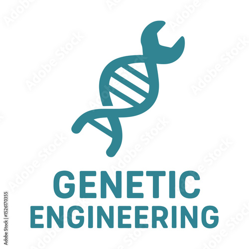 DNA strand with wrench end symbol, vector illustration.
