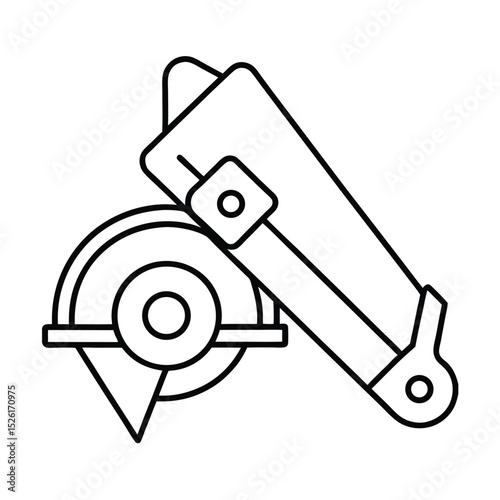 Simple line art illustration of a circular saw tool for construction and carpentry projects