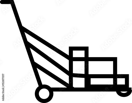 silhouette of hand Pallet Jack Vector Icon, Premium download icons of luggage cart Logistics Delivery, Minimalist template design elements, Jack Stacked With Boxes Thin Line art, for mobile app