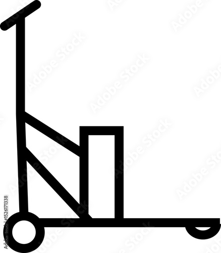 silhouette of hand Pallet Jack Vector Icon, Premium download icons of luggage cart Logistics Delivery, Minimalist template design elements, Jack Stacked With Boxes Thin Line art, for mobile app