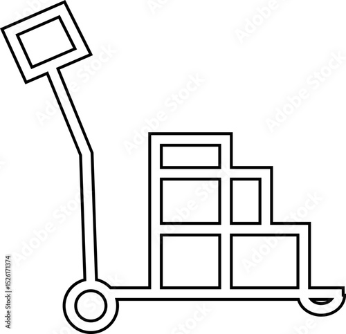 silhouette of hand Pallet Jack Vector Icon, Premium download icons of luggage cart Logistics Delivery, Minimalist template design elements, Jack Stacked With Boxes Thin Line art, for mobile app