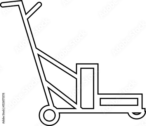 silhouette of hand Pallet Jack Vector Icon, Premium download icons of luggage cart Logistics Delivery, Minimalist template design elements, Jack Stacked With Boxes Thin Line art, for mobile app