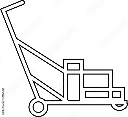 silhouette of hand Pallet Jack Vector Icon, Premium download icons of luggage cart Logistics Delivery, Minimalist template design elements, Jack Stacked With Boxes Thin Line art, for mobile app