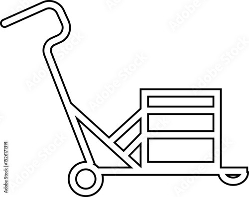 silhouette of hand Pallet Jack Vector Icon, Premium download icons of luggage cart Logistics Delivery, Minimalist template design elements, Jack Stacked With Boxes Thin Line art, for mobile app