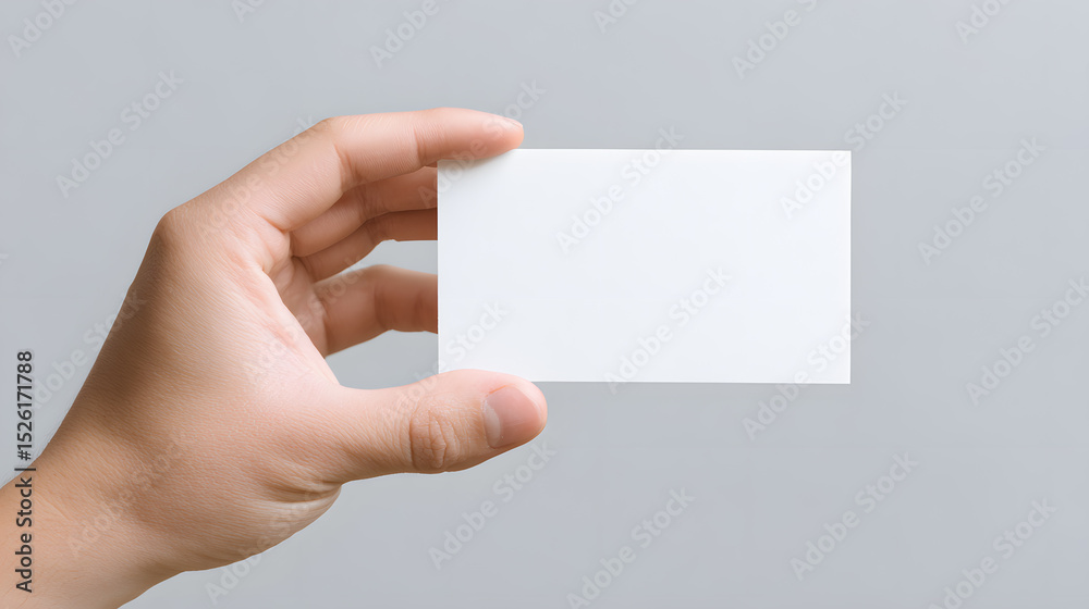 Obraz premium Hand Holding a Blank Business Card Mockup isolated On White