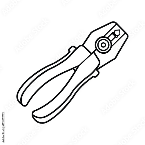 Simple line art illustration of a wire stripper hand tool used for electrical work and construction projects