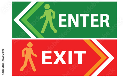 Enter and exit sign for public awareness. vrctor, illustration