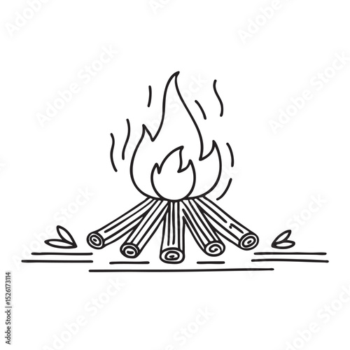 Twigs scattered near campfire