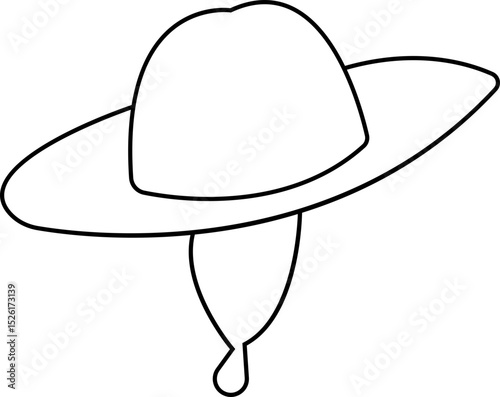 Elegant straw hat with wide brim and a decorative ribbon. A beach hat Summer fashion accessory for sun protection and style accessory element, for beach and vacation concept, Stylish Headwear,