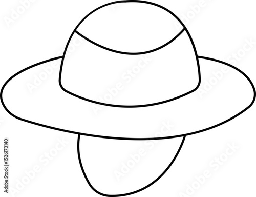Elegant straw hat with wide brim and a decorative ribbon. A beach hat Summer fashion accessory for sun protection and style accessory element, for beach and vacation concept, Stylish Headwear,