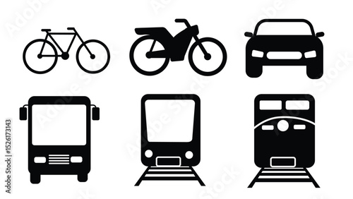 transportation icon set. Public Transportation vehicles for people's travel. vector
