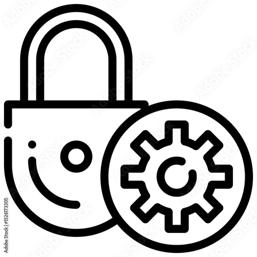 key lock security system setting gear wheel simple line icon
