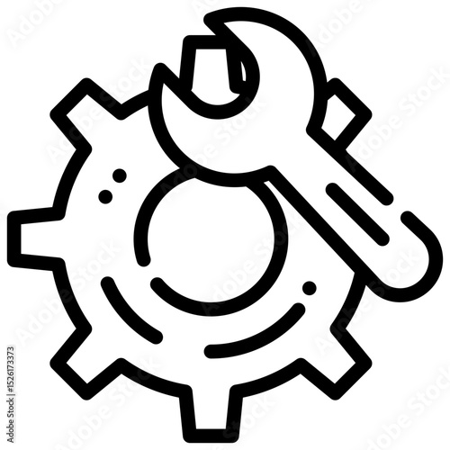 repair wrench system gear simple line icon